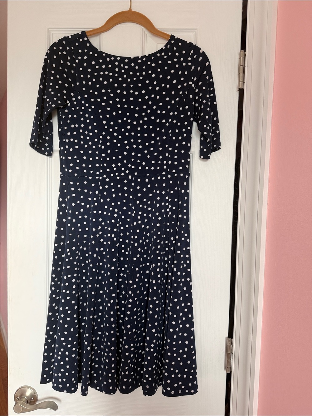 Charter Club Navy and White Polka Dot Midi Dress